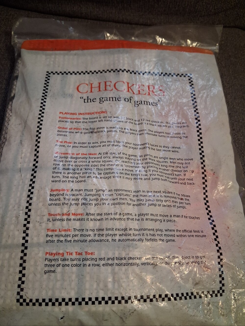 Checkers Classic Game Set by - White and Red